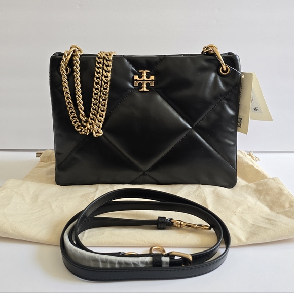 Tory Burch Handbags - Tory Burch Small Kira Diamond Leather Crossbody Bag Black